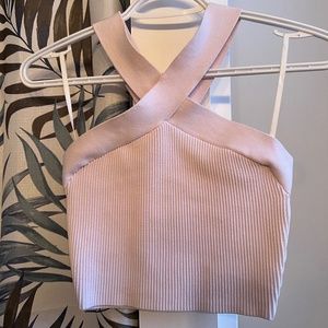 Babaton sculpt knit criss cross cropped tank